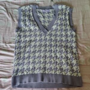 Purple And White Houndstooth Sweater Vest